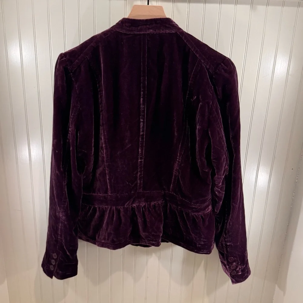 NWT Velvet Button-Up Jacket in Purple - Picture 4 of 4